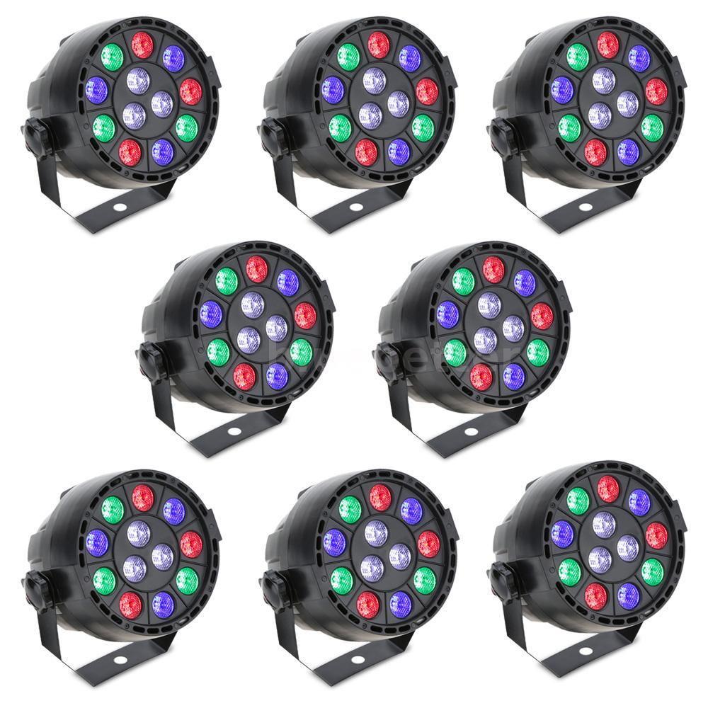 8PCS 15W RGBW DMX512 LED High Power Stage PAR Light Lighting Strobe ...