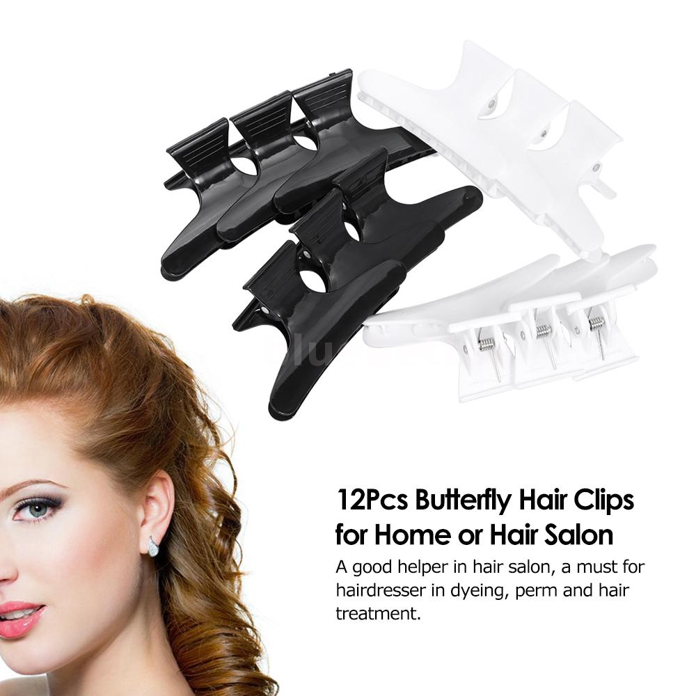 Pro 12pcs Hairdresser Butterfly Hair Clips Claw Salon Hair Section